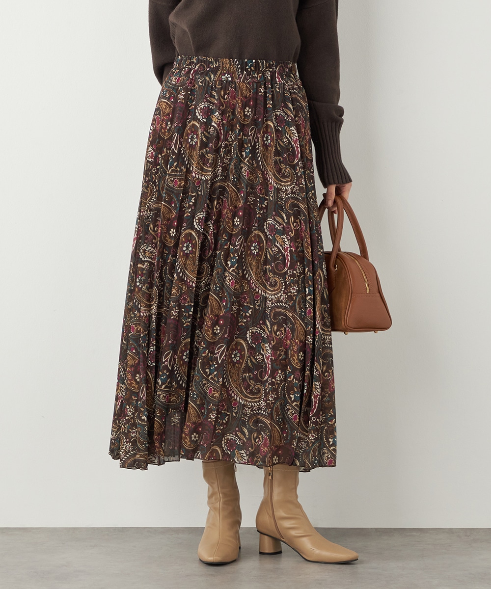 ペイズリープリントプリーツスカート
