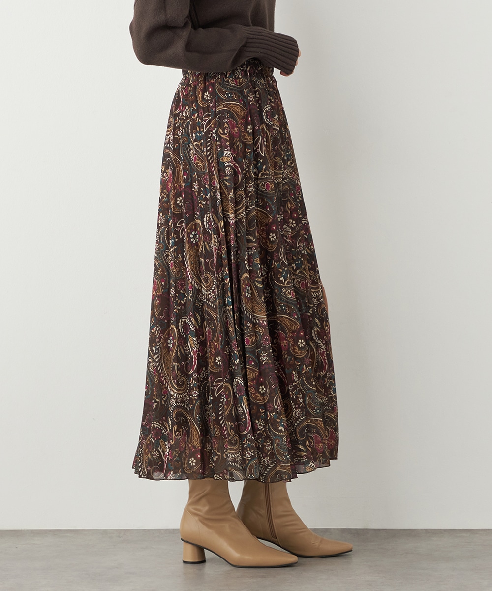 ペイズリープリントプリーツスカート