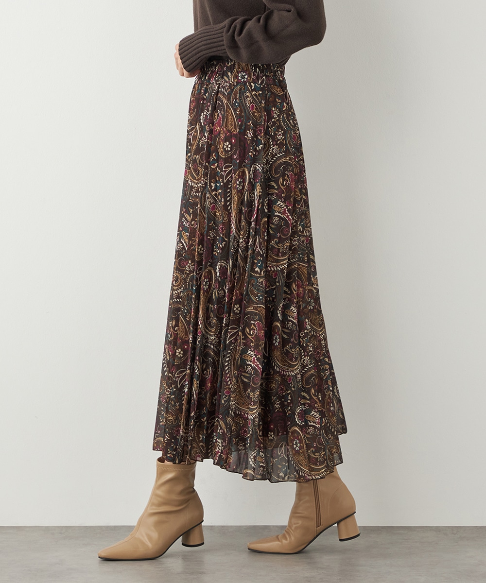 ペイズリープリントプリーツスカート