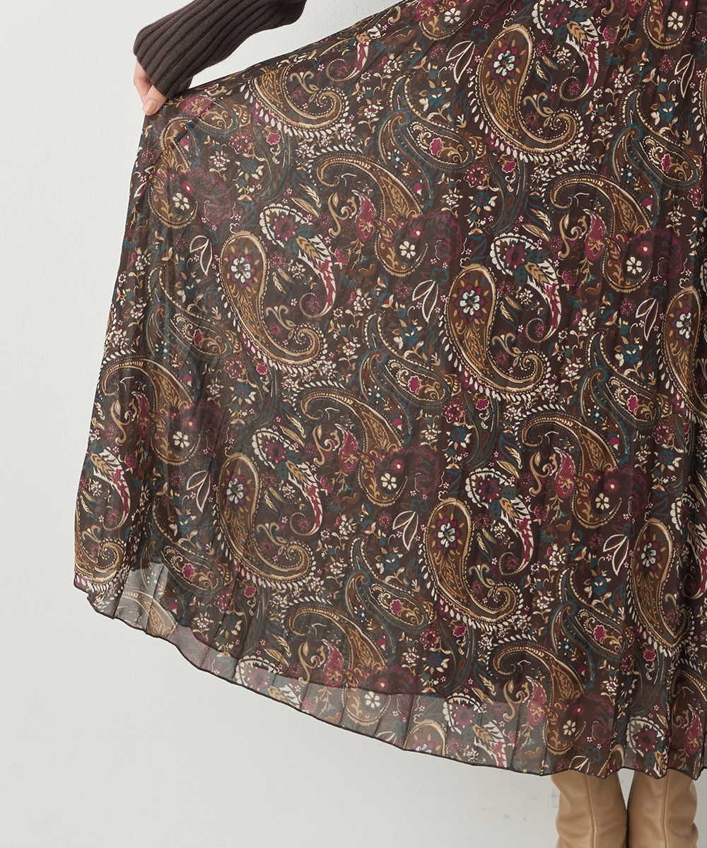 ペイズリープリントプリーツスカート