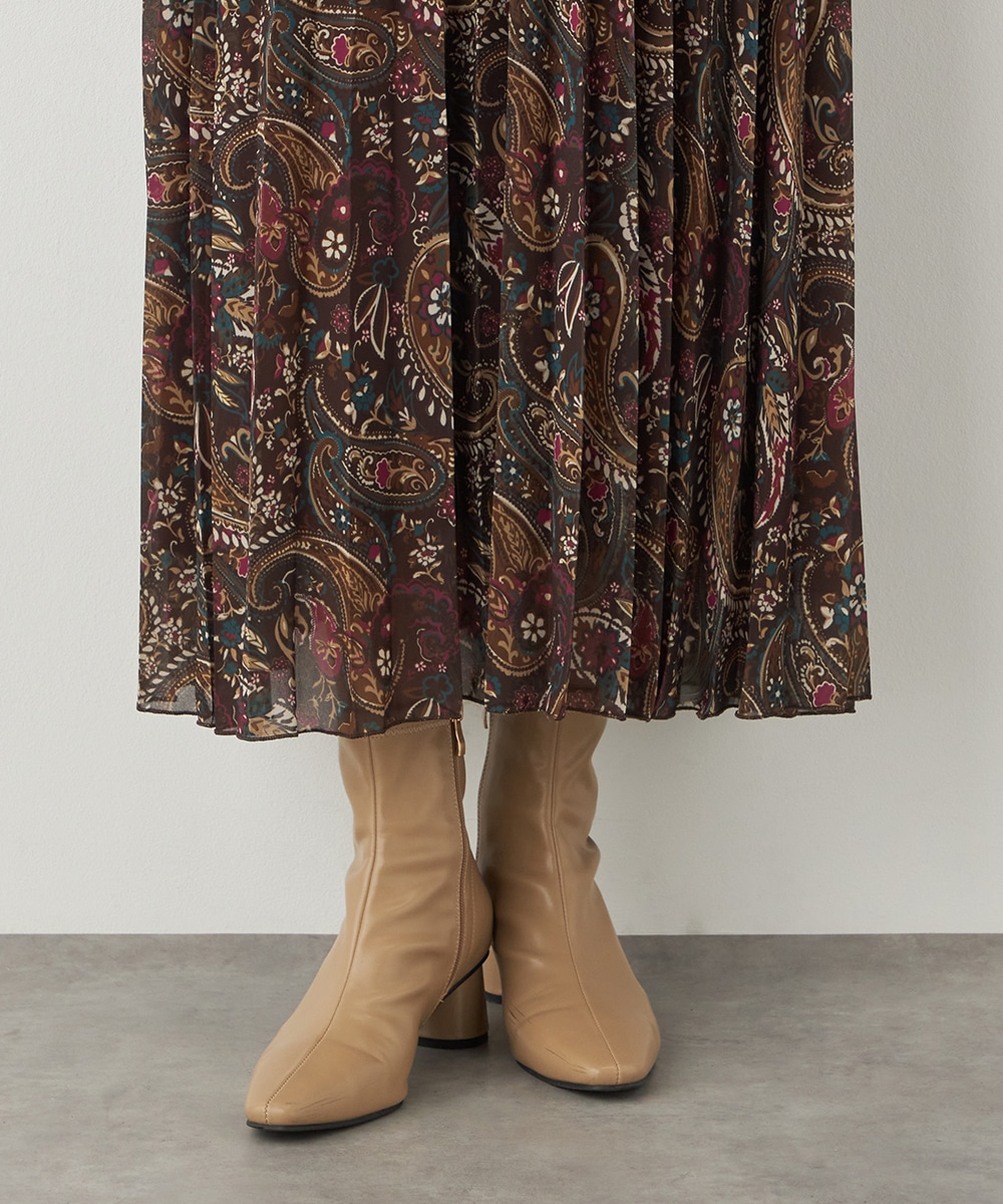 ペイズリープリントプリーツスカート