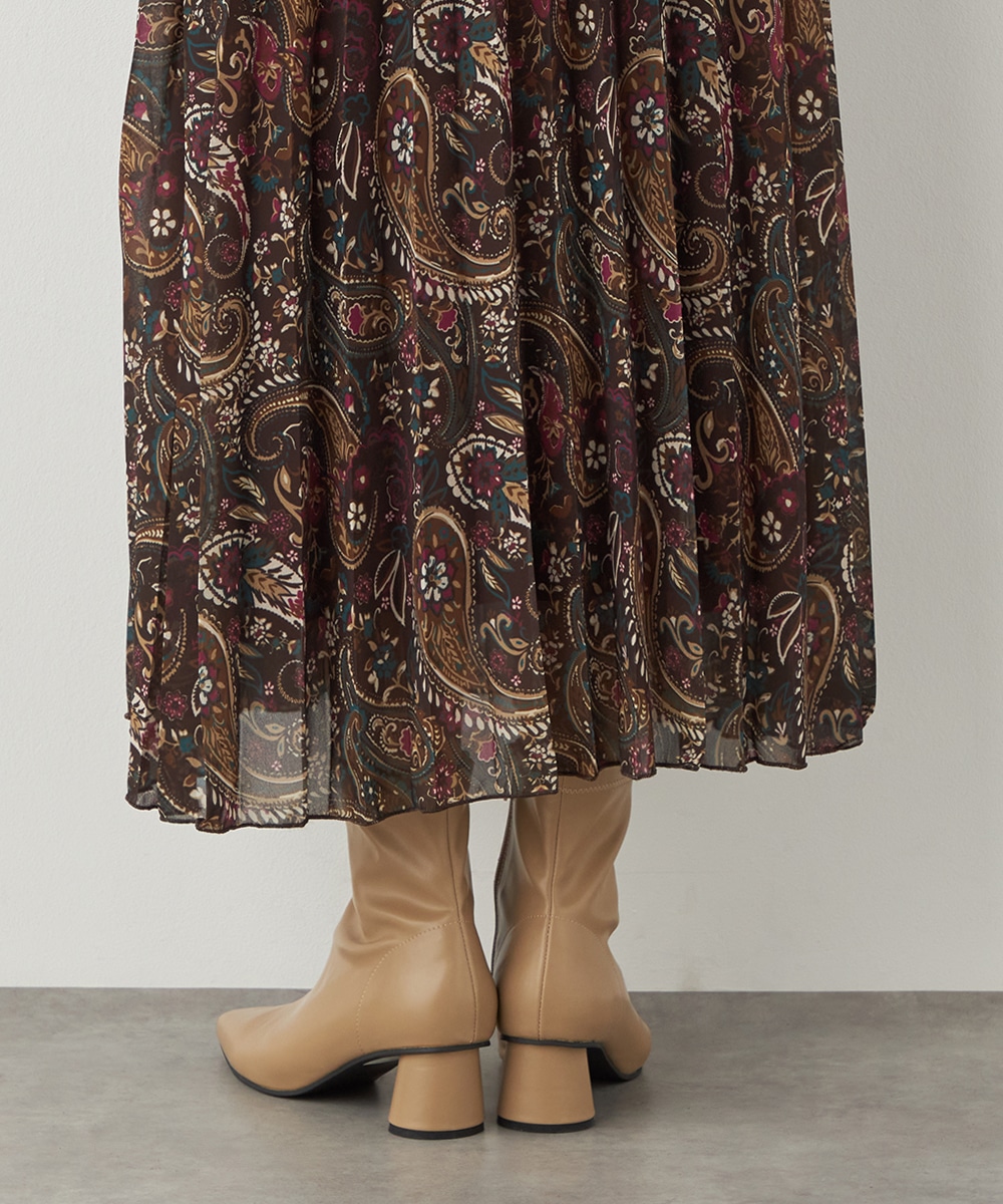 ペイズリープリントプリーツスカート