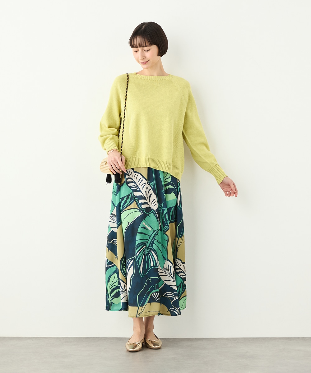 ビッグリーフプリントフレアスカート