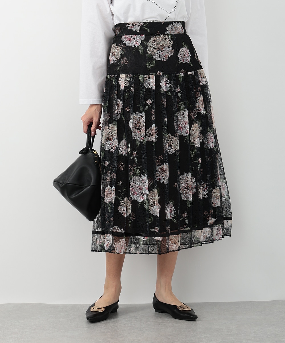 レースフラワープリーツスカート