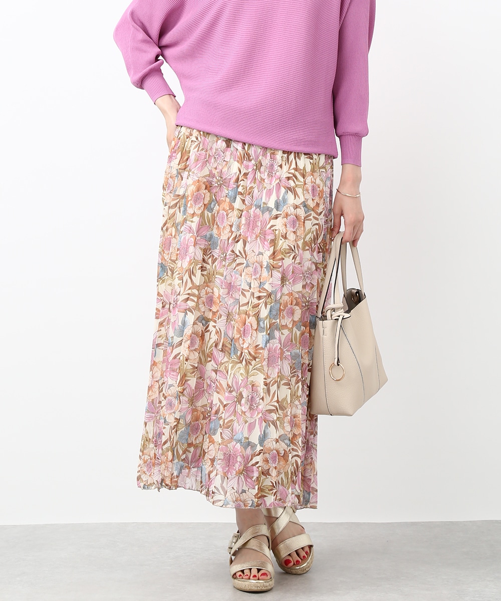 フラワープリントプリーツスカート