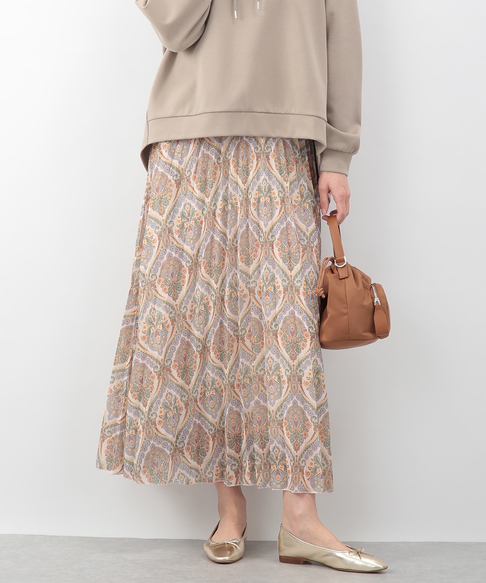 ダマスクプリントプリーツスカート