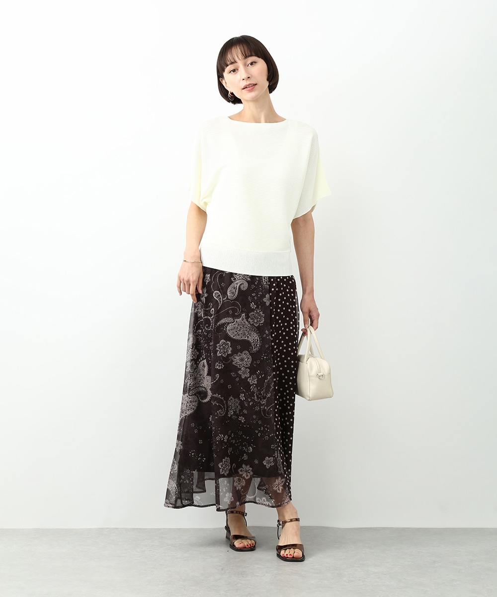 柄切り替えロングスカート