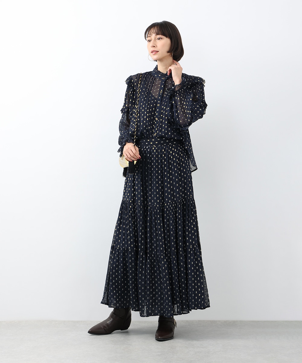 ラメドットティアードスカート