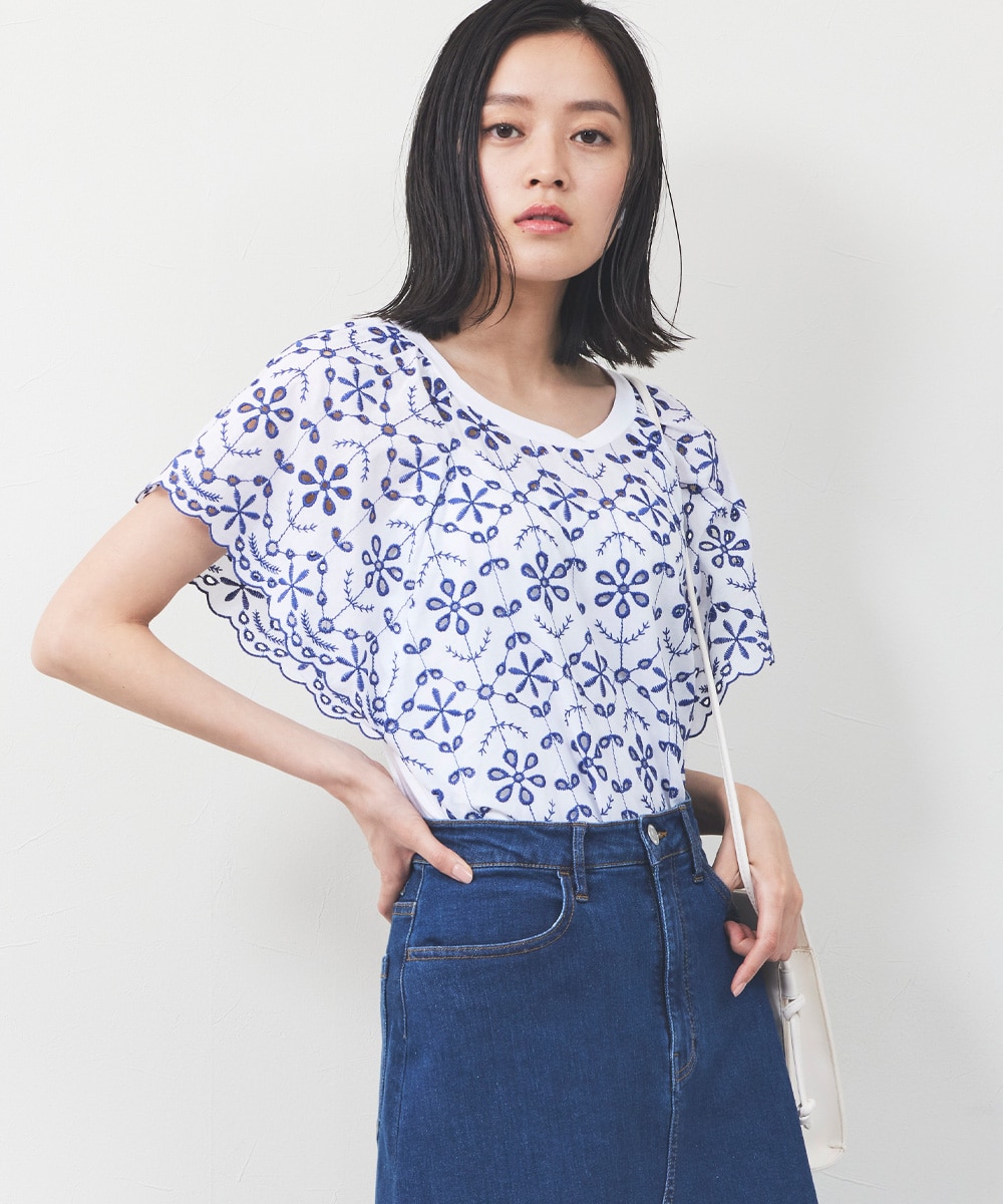  armoire capriceのカットワークレーストップス