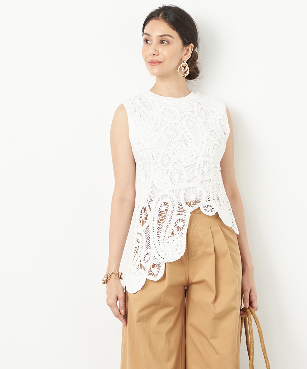 Luxe armoire capriceのペイズリーモチーフアシンメトリートップス