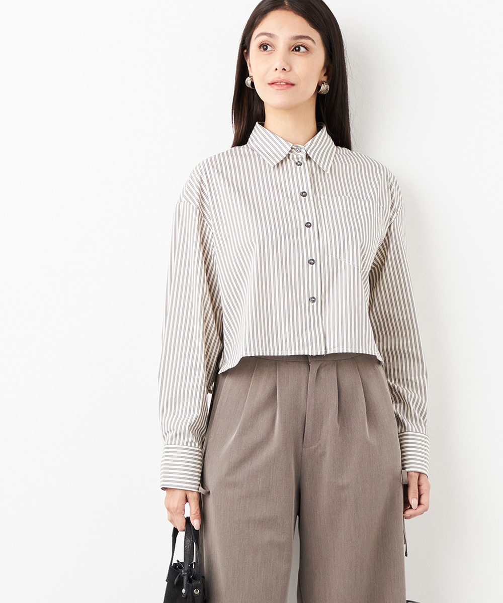  armoire capriceのストライプショート丈シャツ