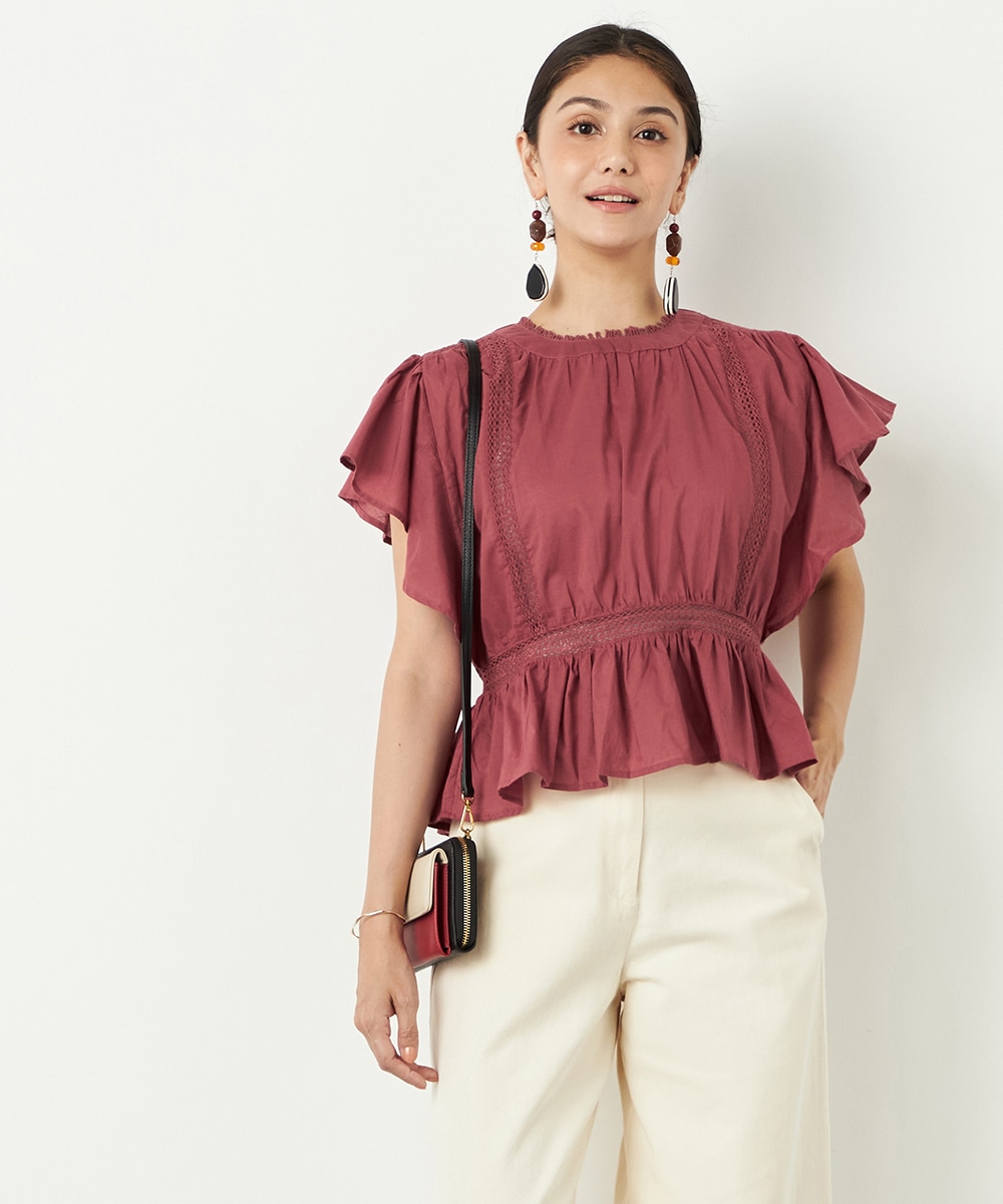  armoire capriceの袖フリルレースブラウス