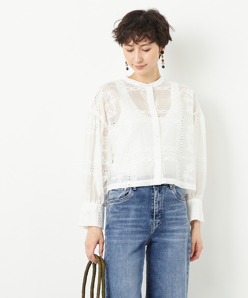  armoire capriceの刺繍シアーブラウス
