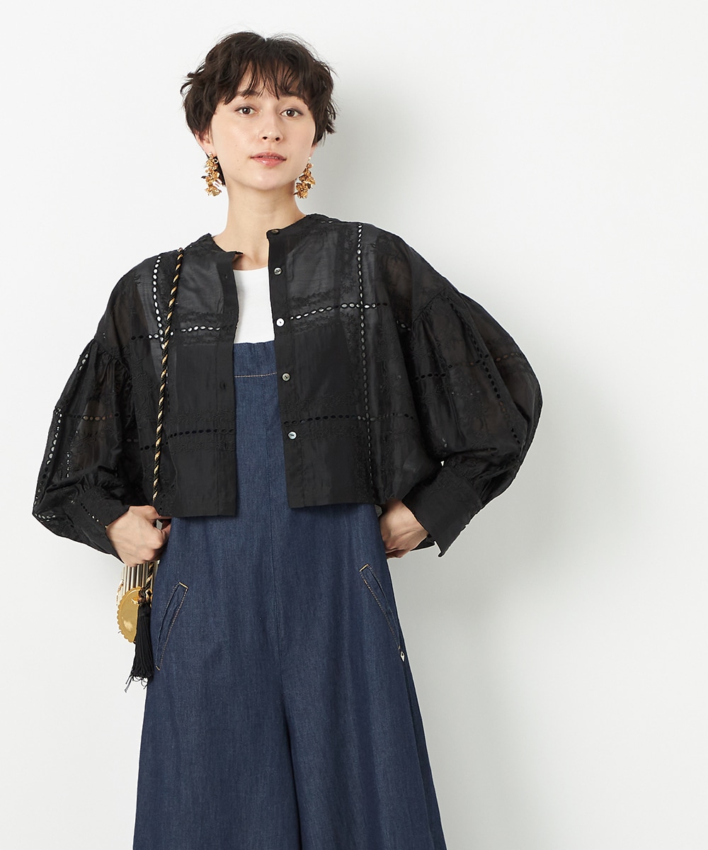  armoire capriceの刺繍シアーブラウス