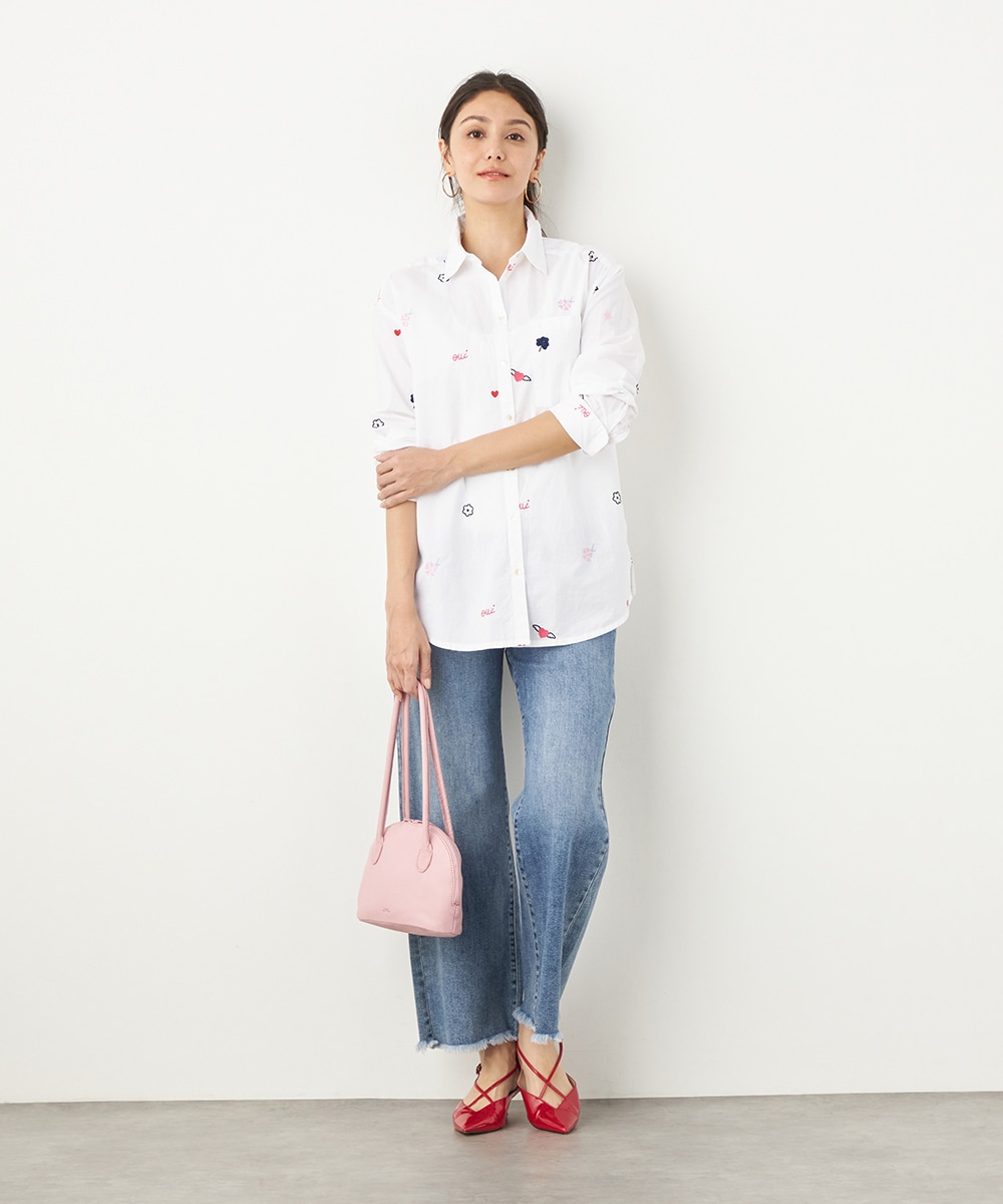 モチーフ刺繍シャツ