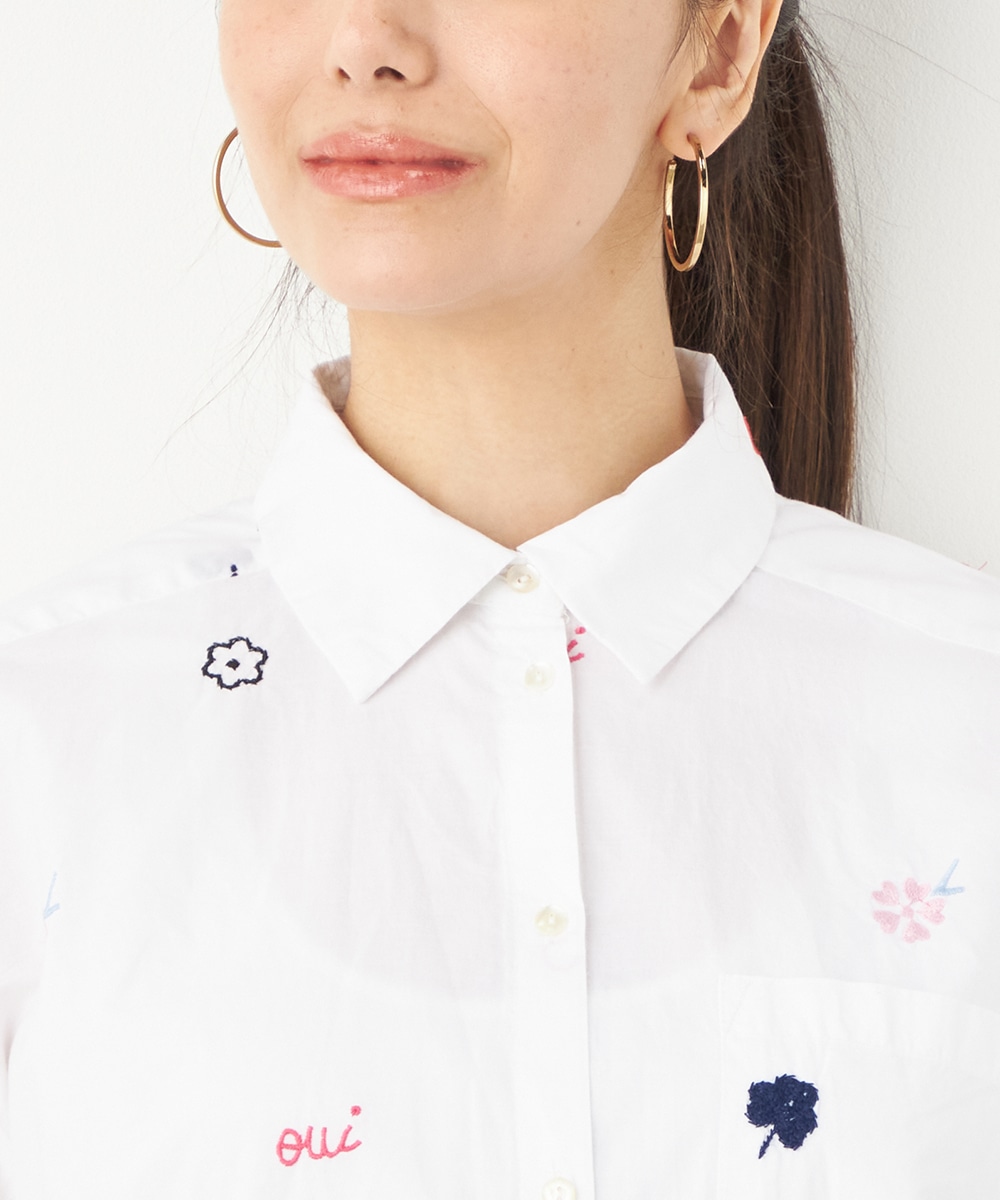 モチーフ刺繍シャツ