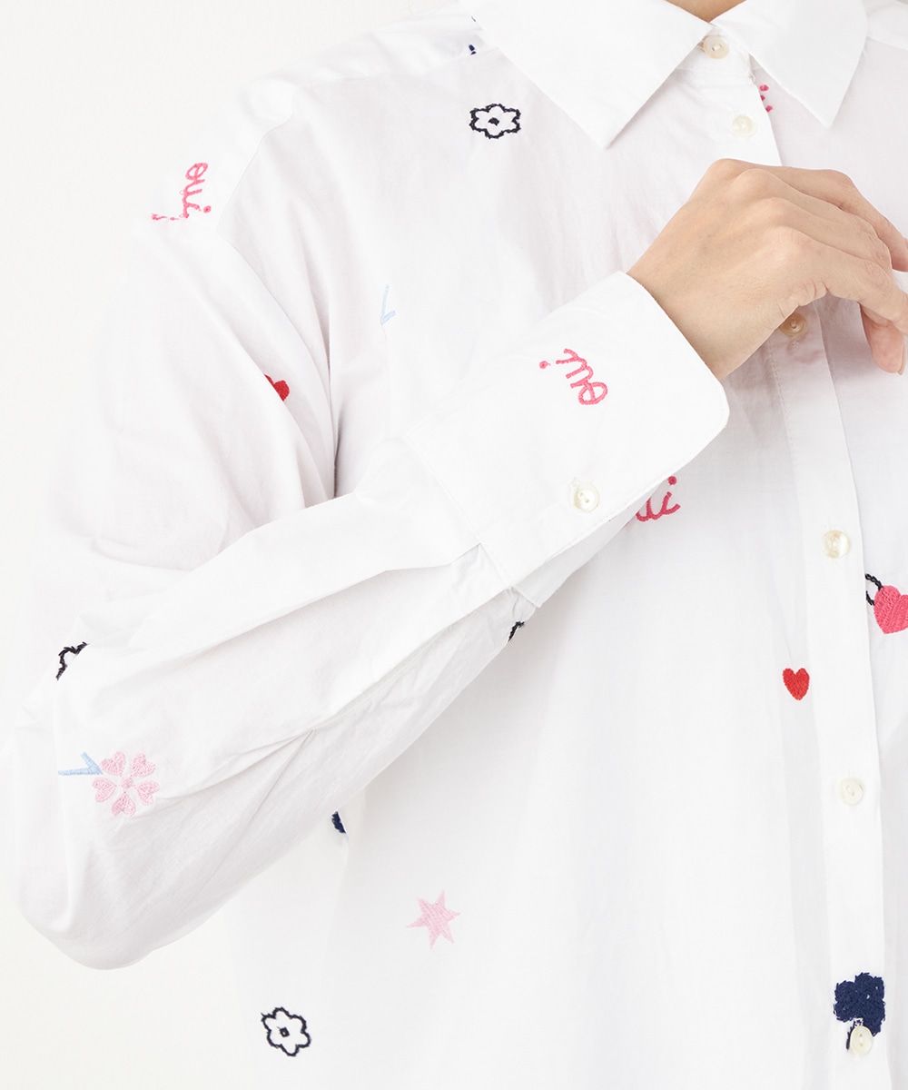 モチーフ刺繍シャツ