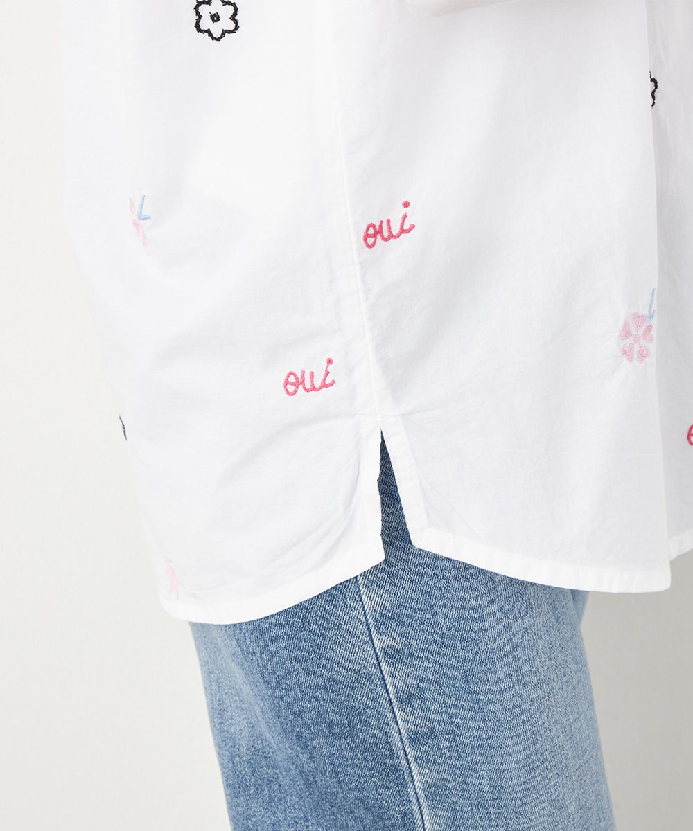 モチーフ刺繍シャツ
