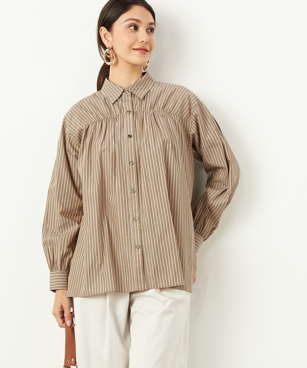  armoire capriceのギャザーストライプシャツ