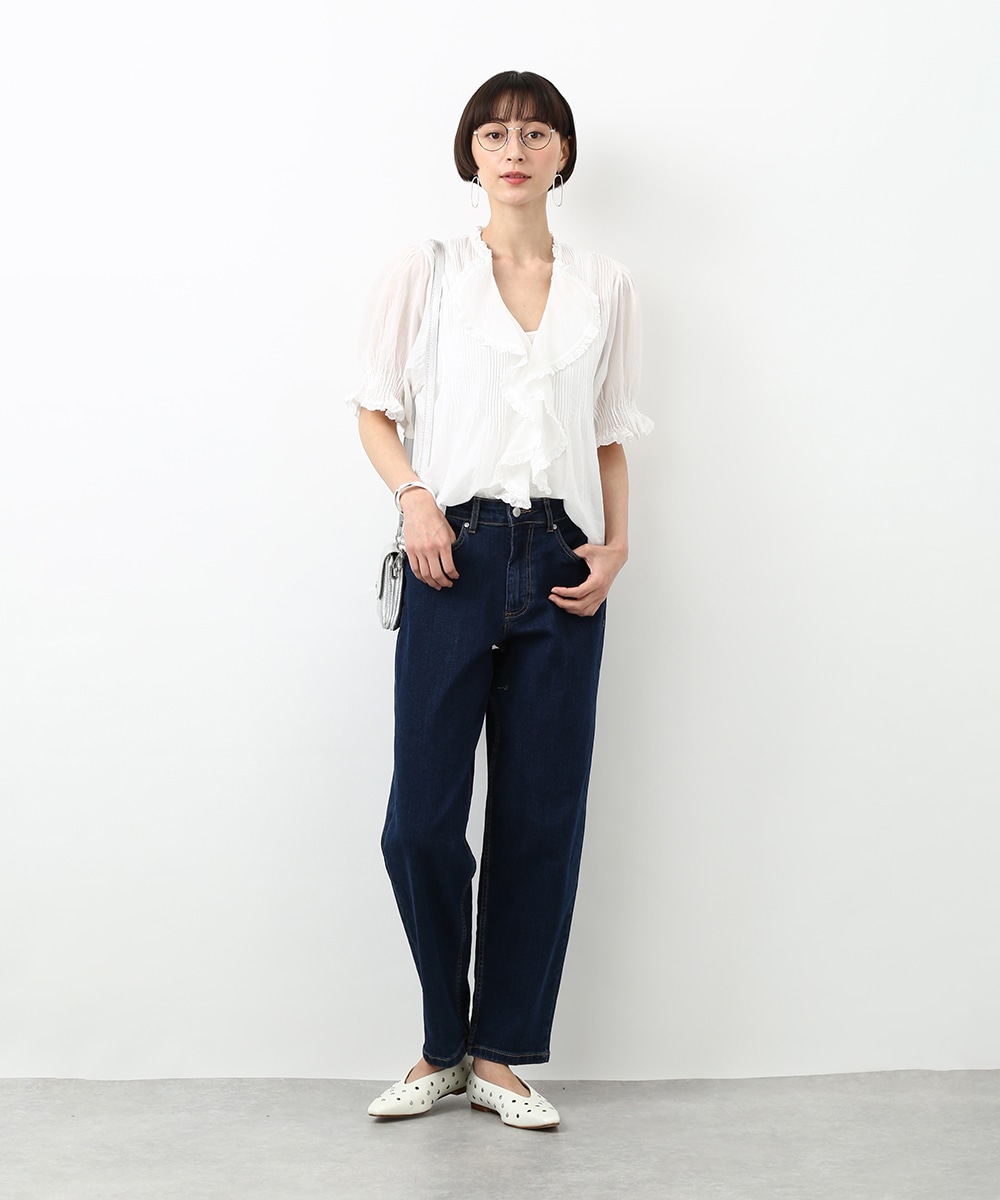 フロントフリルタックブラウス