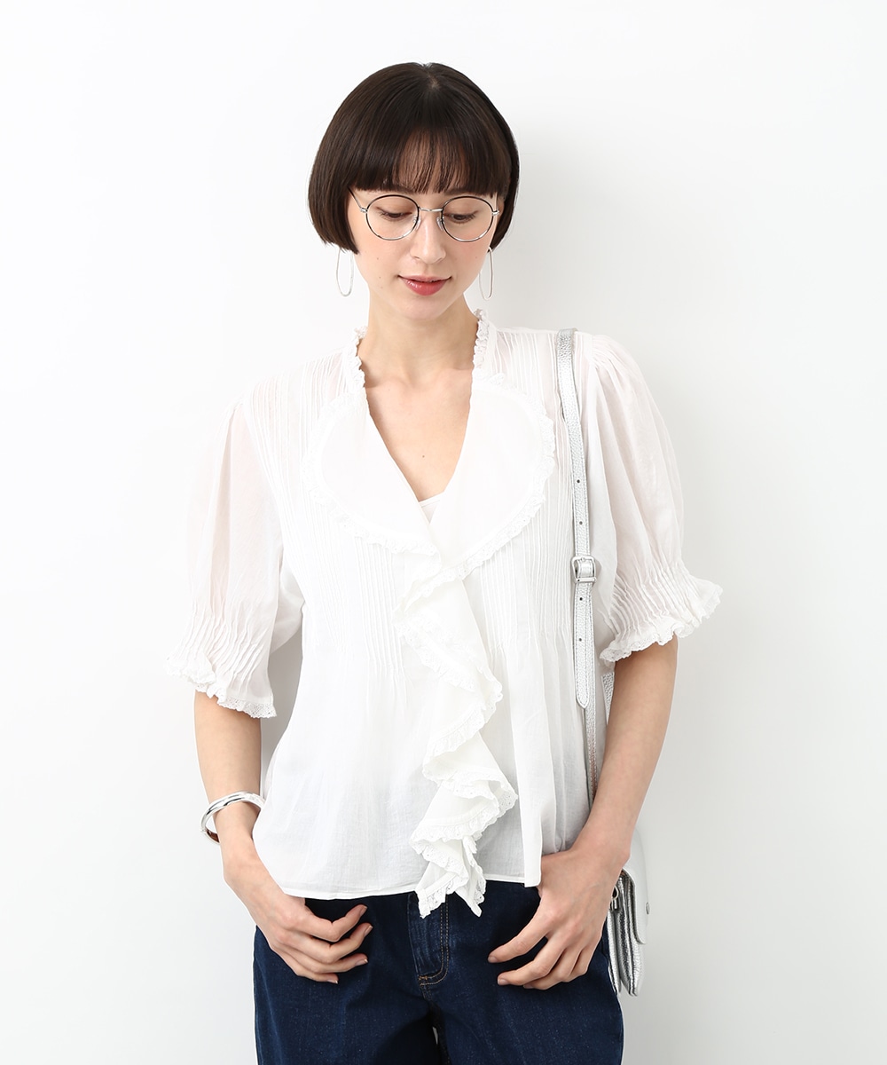 フロントフリルタックブラウス