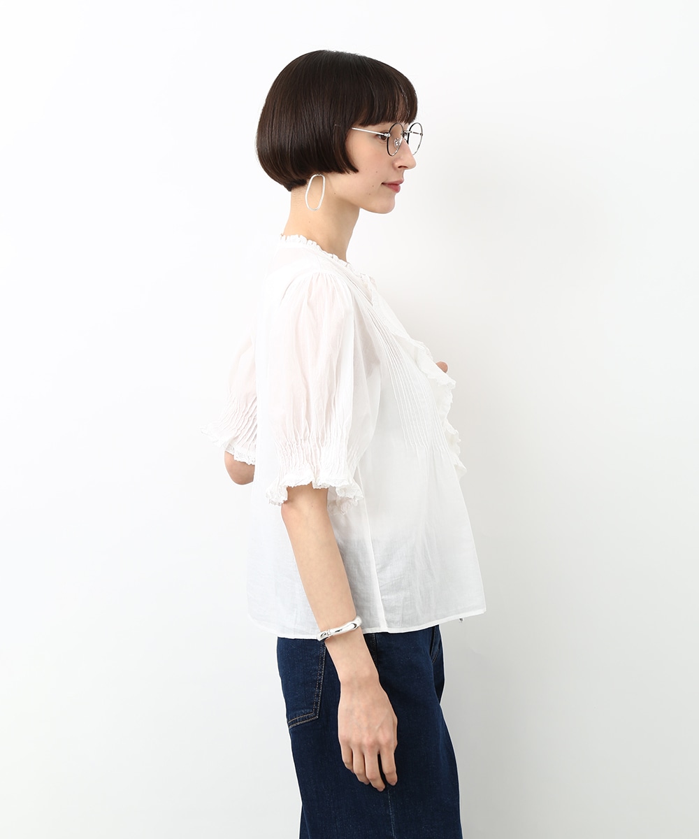 フロントフリルタックブラウス