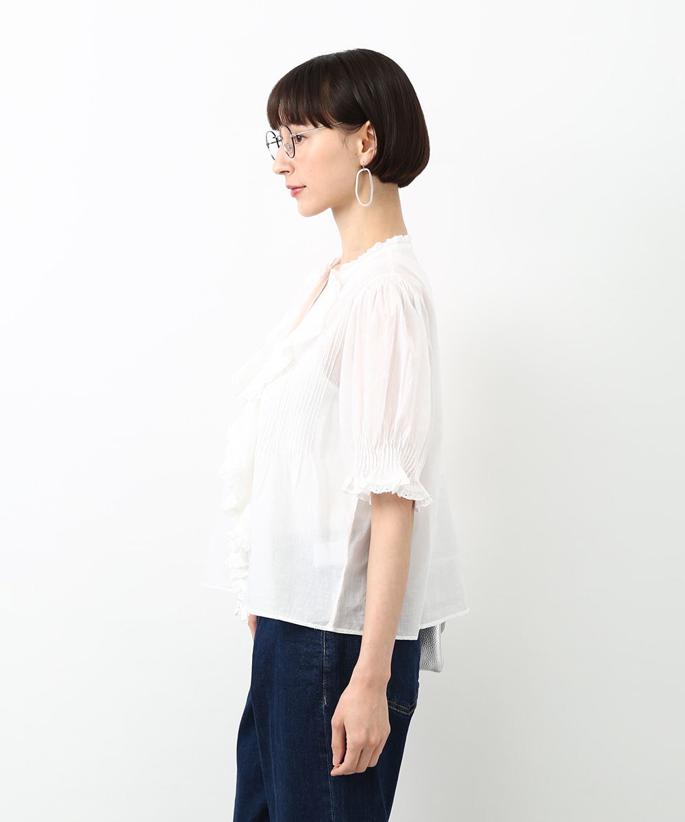 フロントフリルタックブラウス