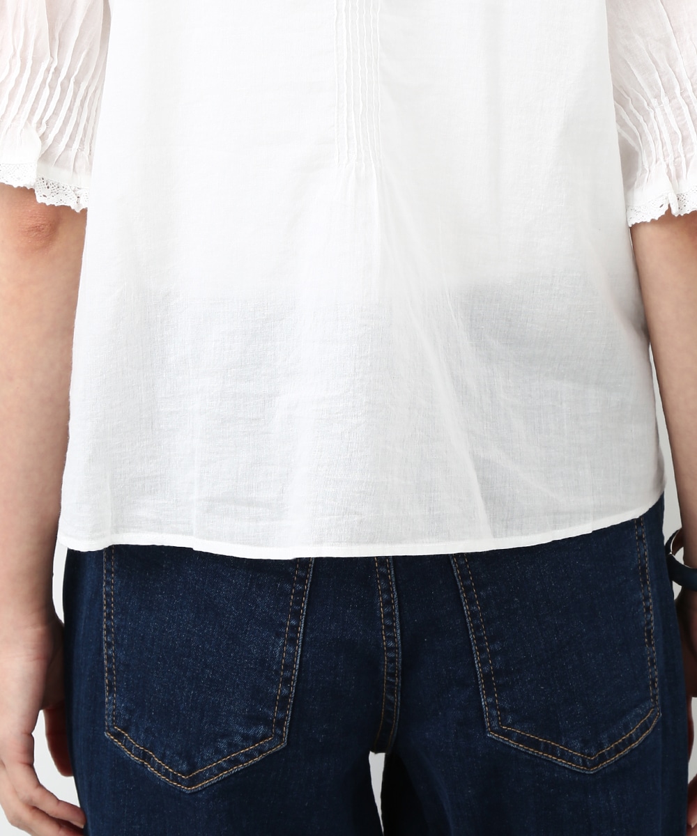 フロントフリルタックブラウス