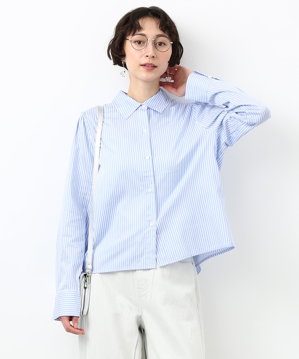 バックリボンストライプシャツ