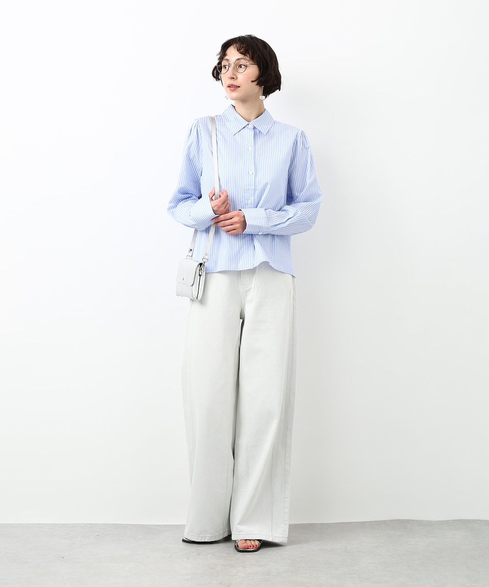 バックリボンストライプシャツ