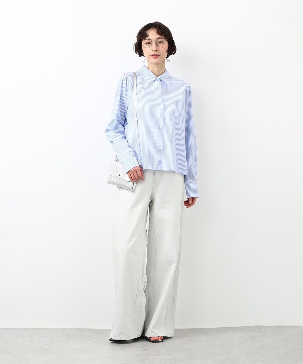 バックリボンストライプシャツ