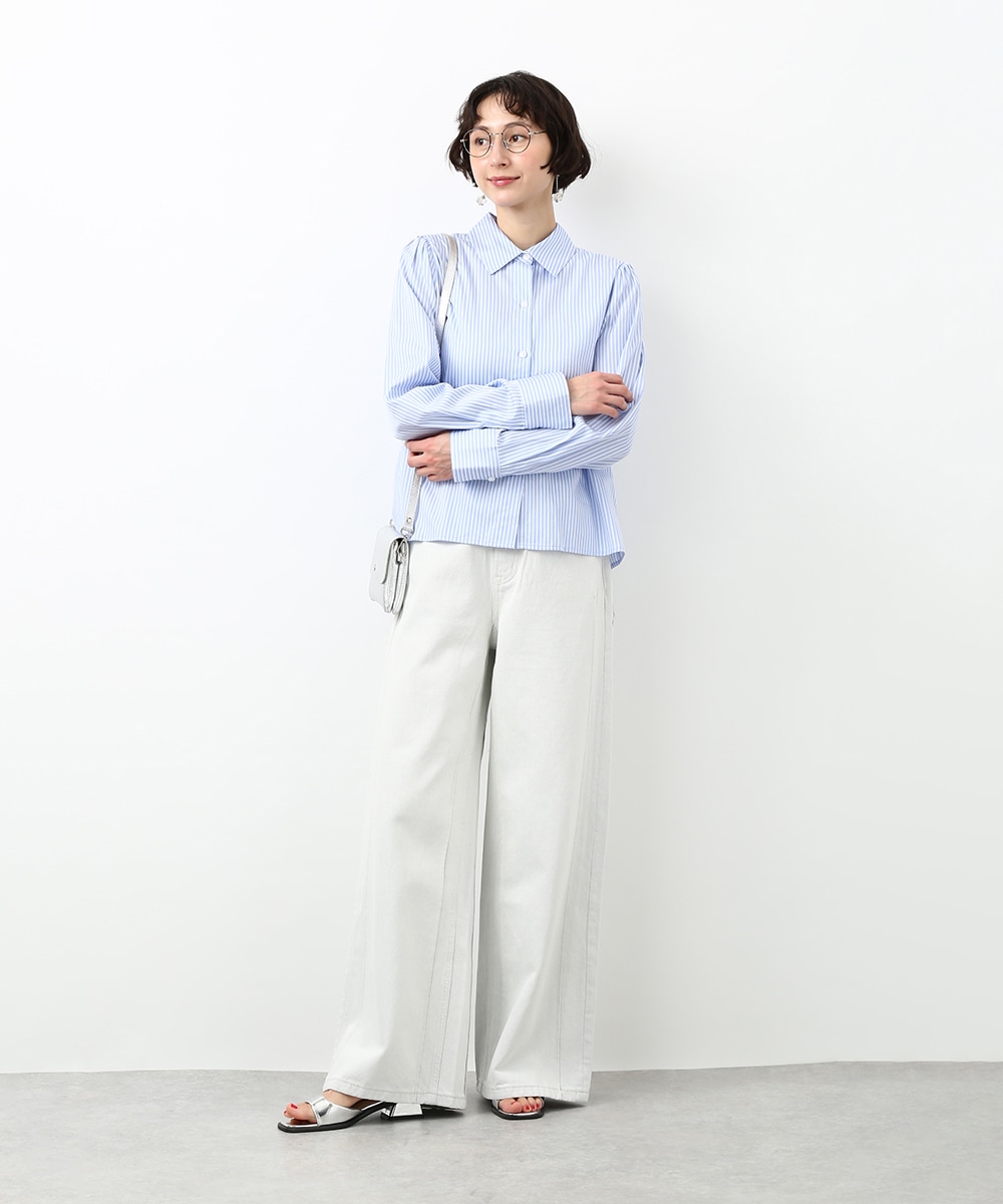 バックリボンストライプシャツ