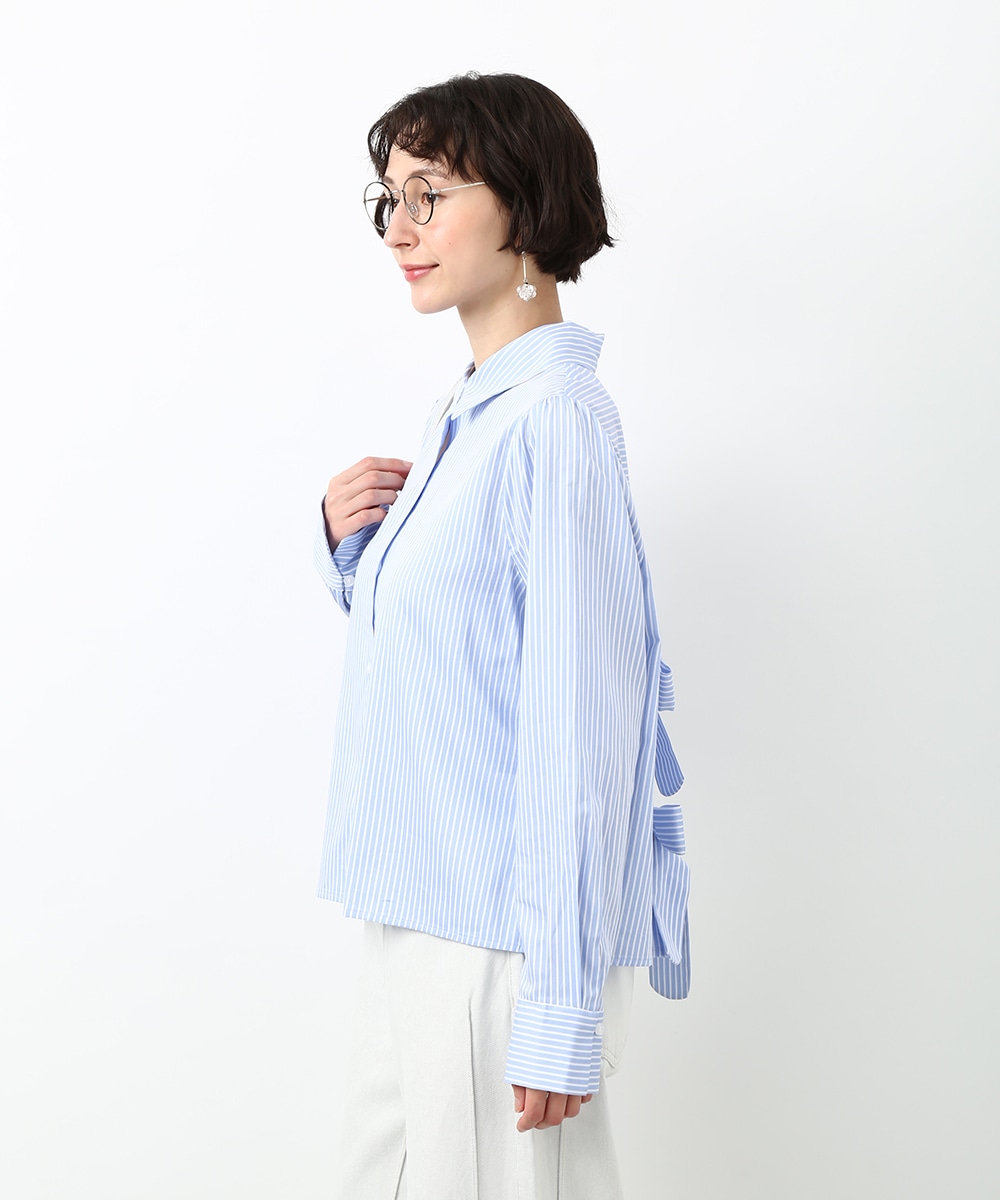 バックリボンストライプシャツ
