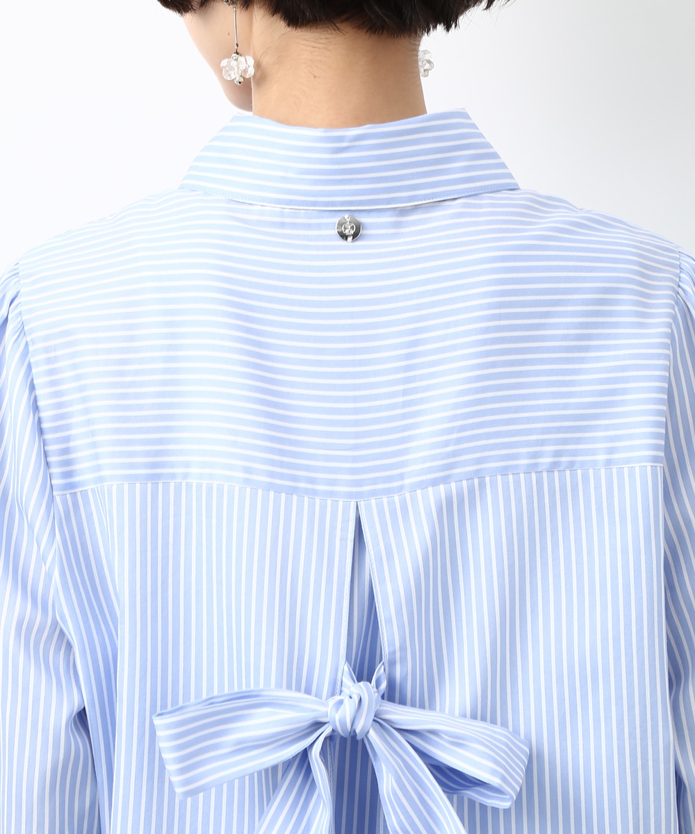 バックリボンストライプシャツ