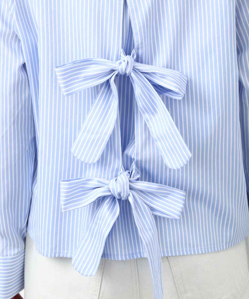 バックリボンストライプシャツ