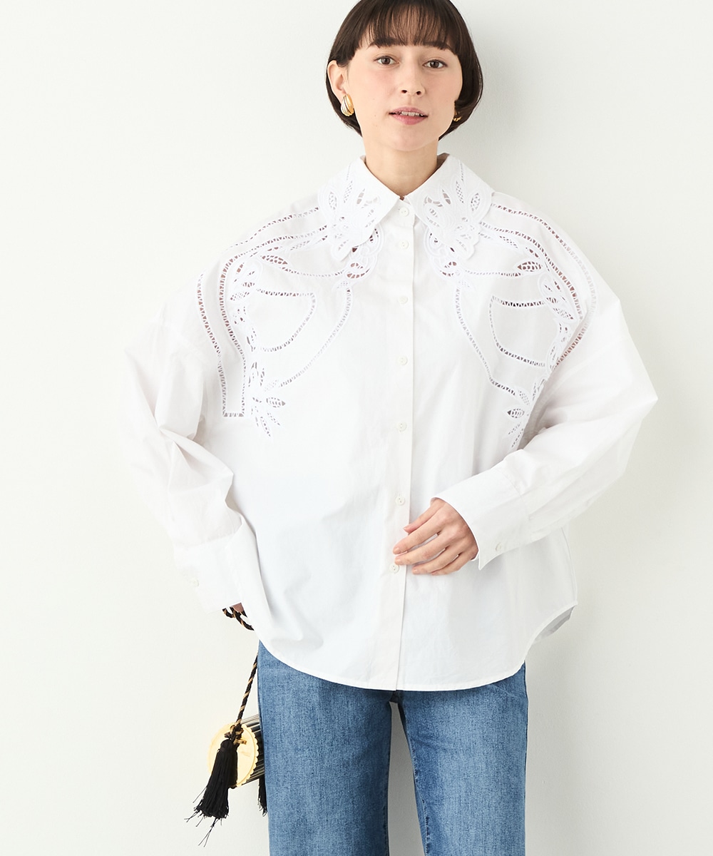 カットワークレースオーバーシャツ