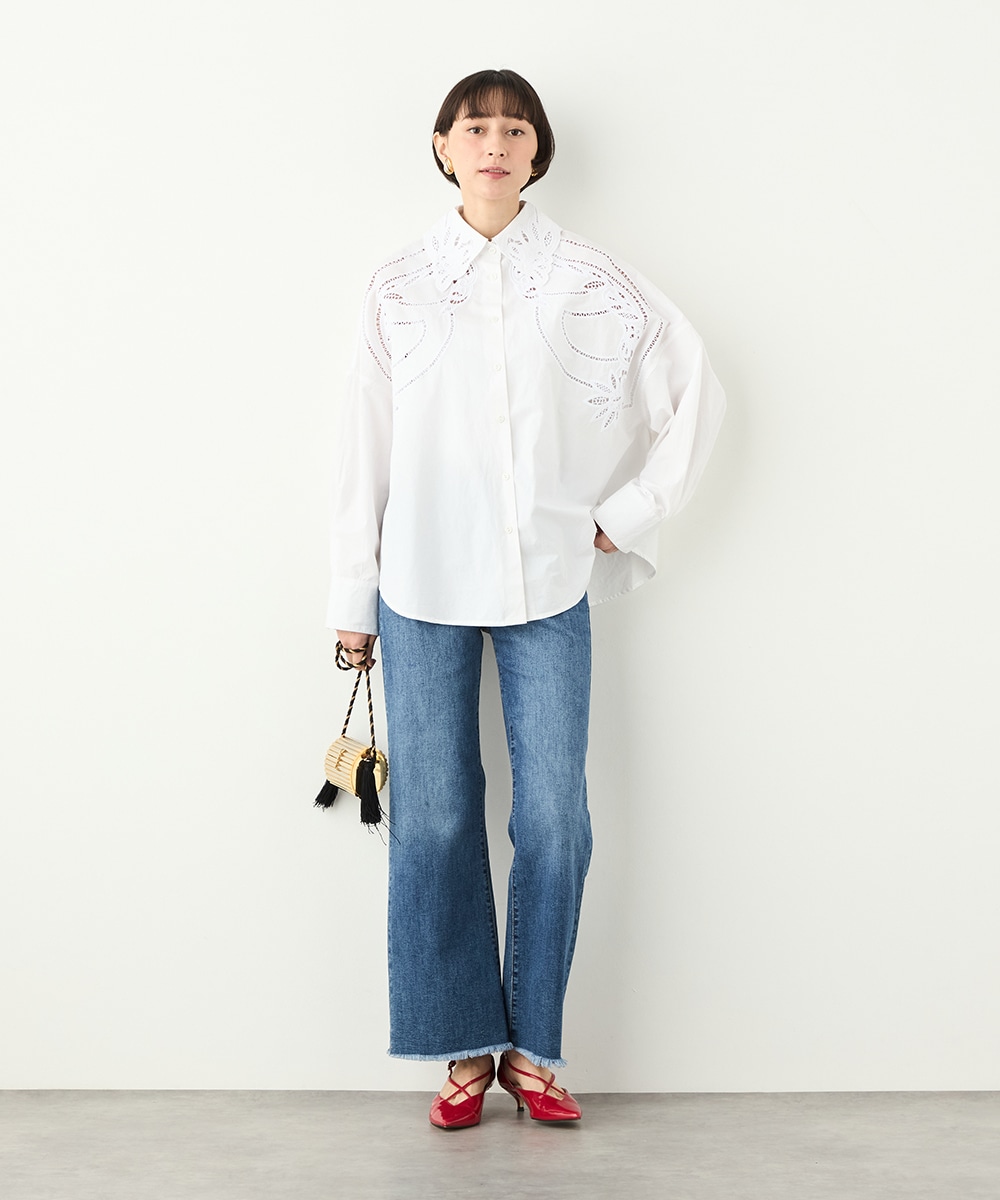 カットワークレースオーバーシャツ