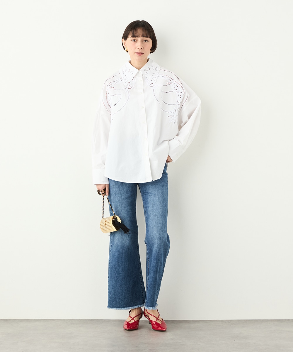 カットワークレースオーバーシャツ