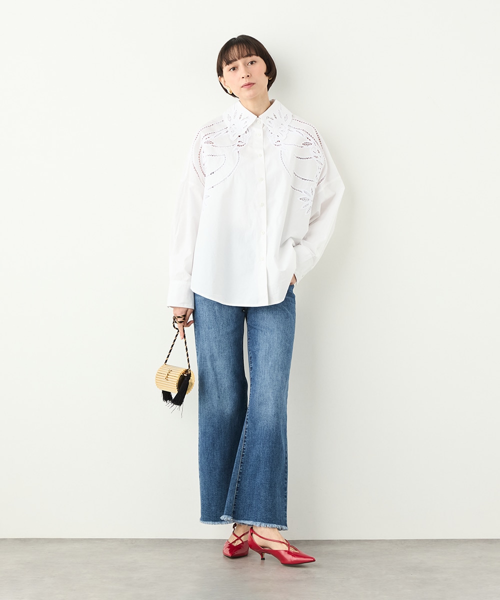 カットワークレースオーバーシャツ