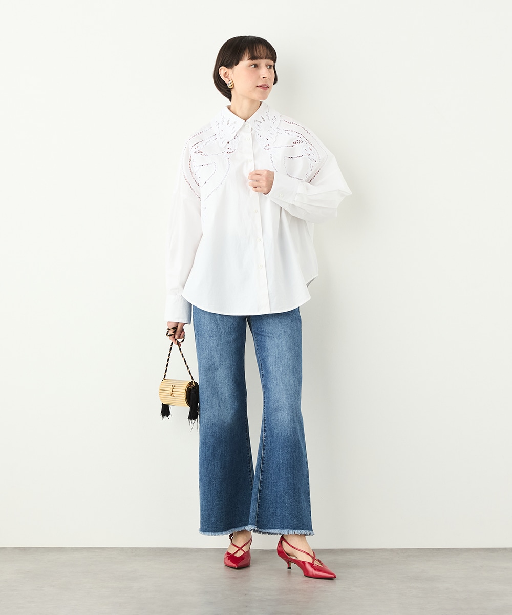 カットワークレースオーバーシャツ