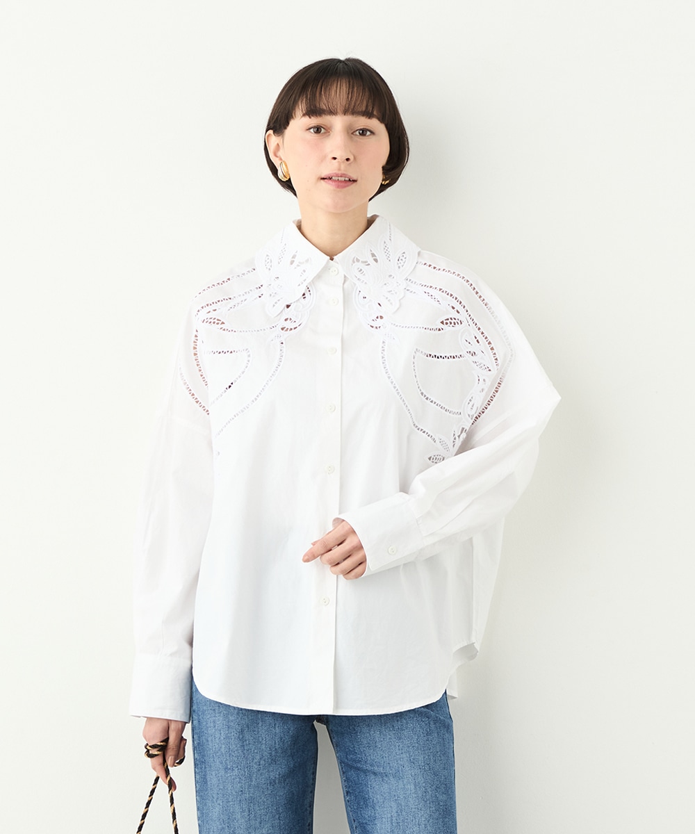 カットワークレースオーバーシャツ