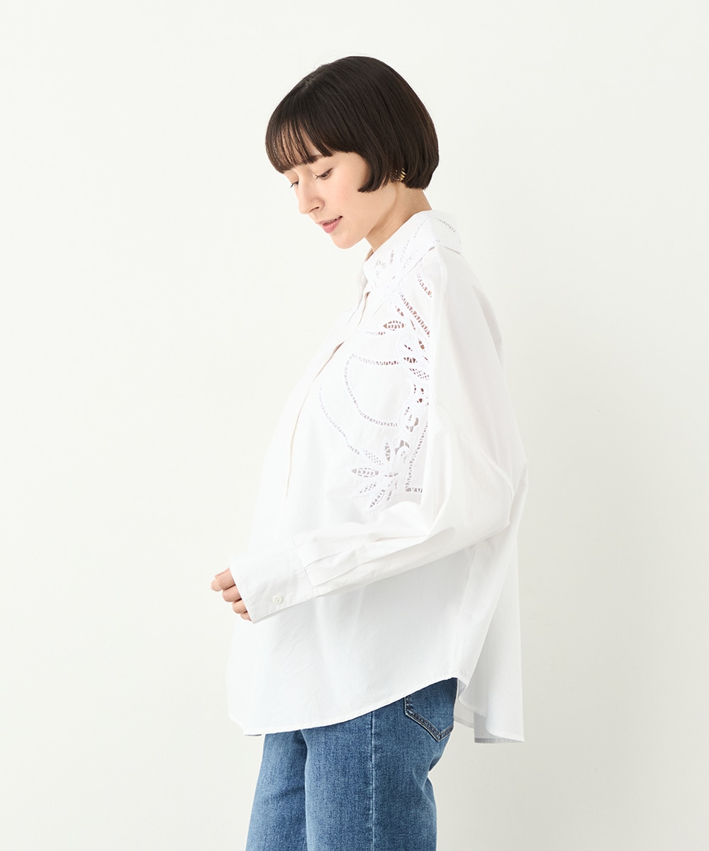 カットワークレースオーバーシャツ