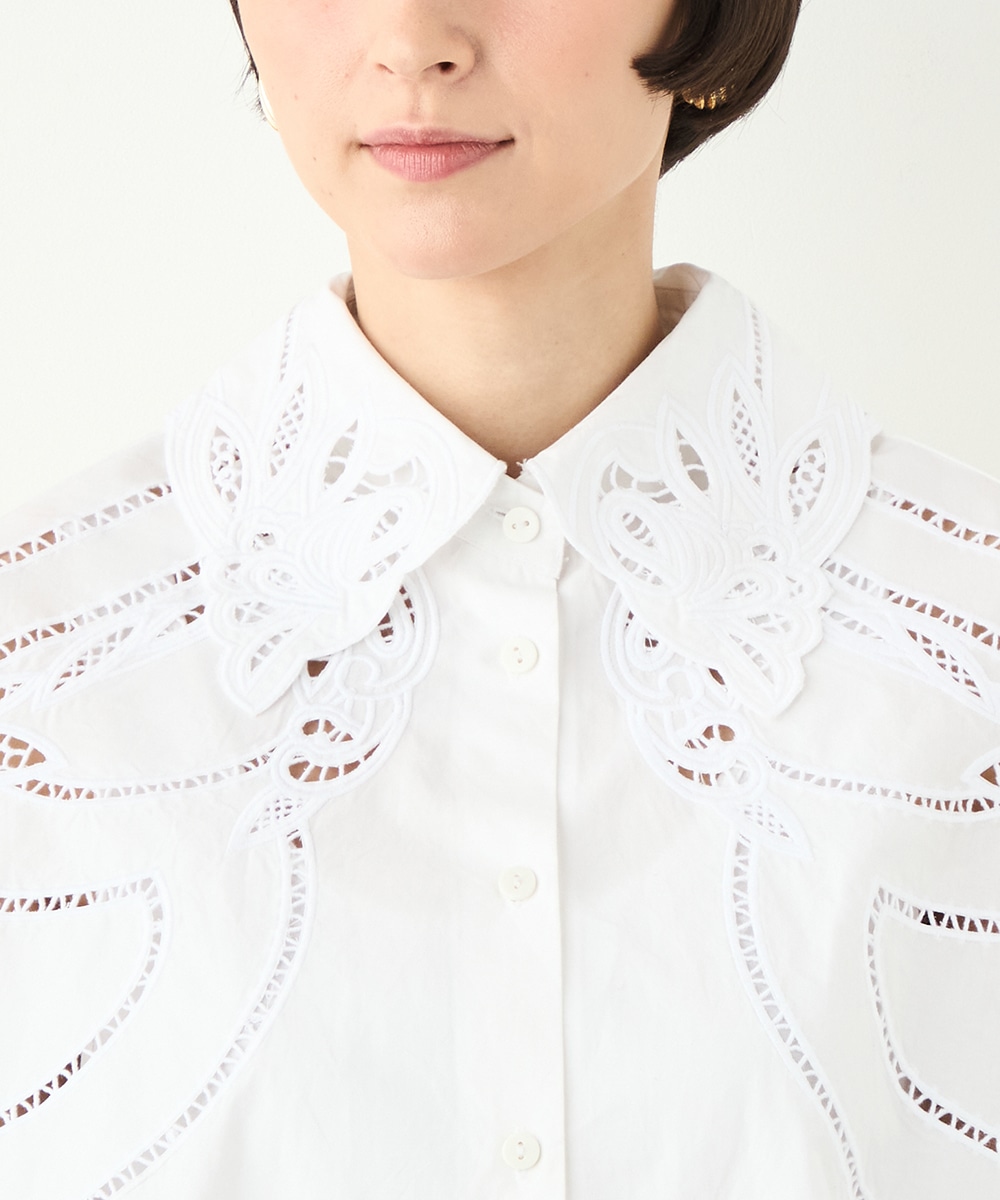 カットワークレースオーバーシャツ
