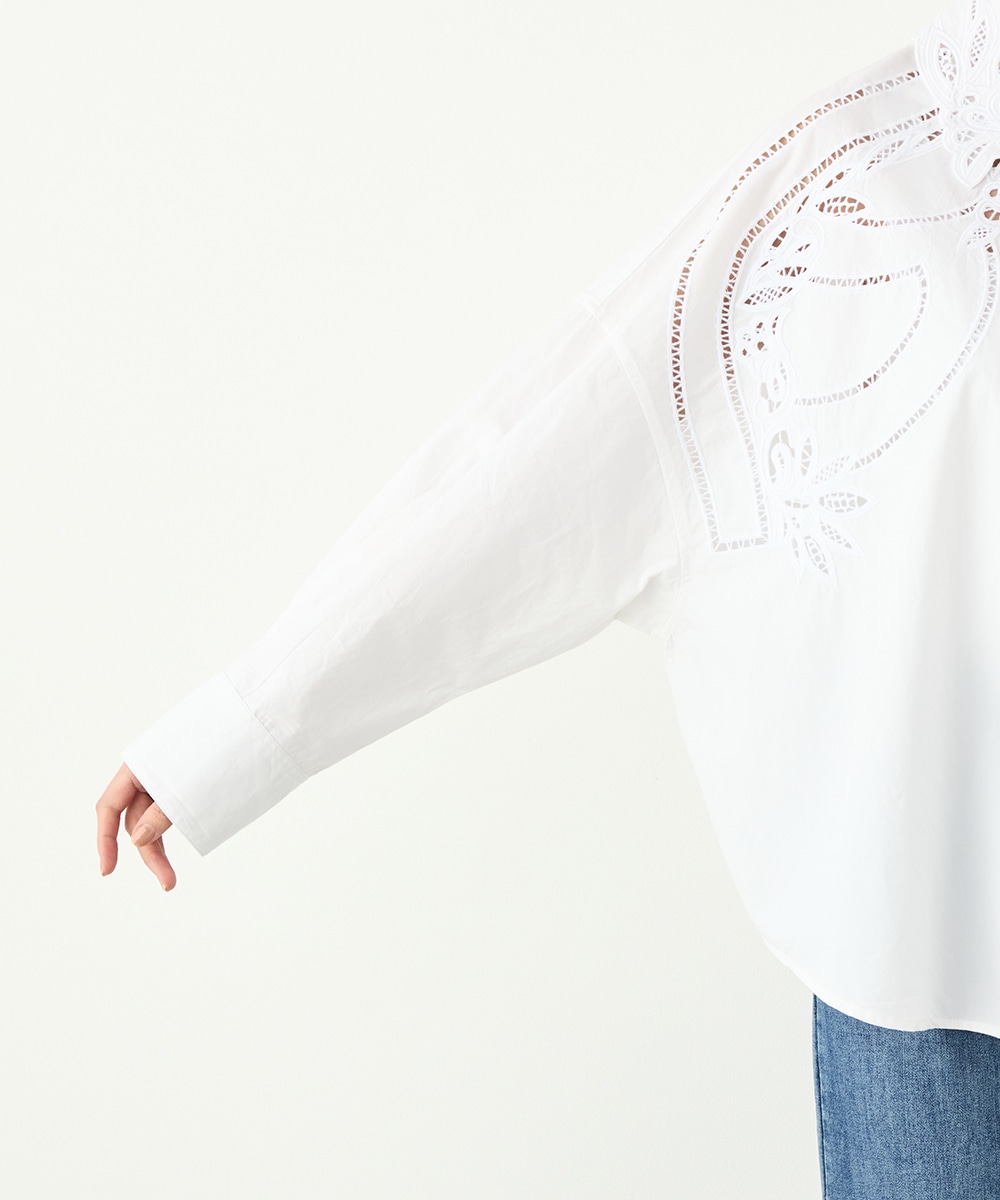カットワークレースオーバーシャツ