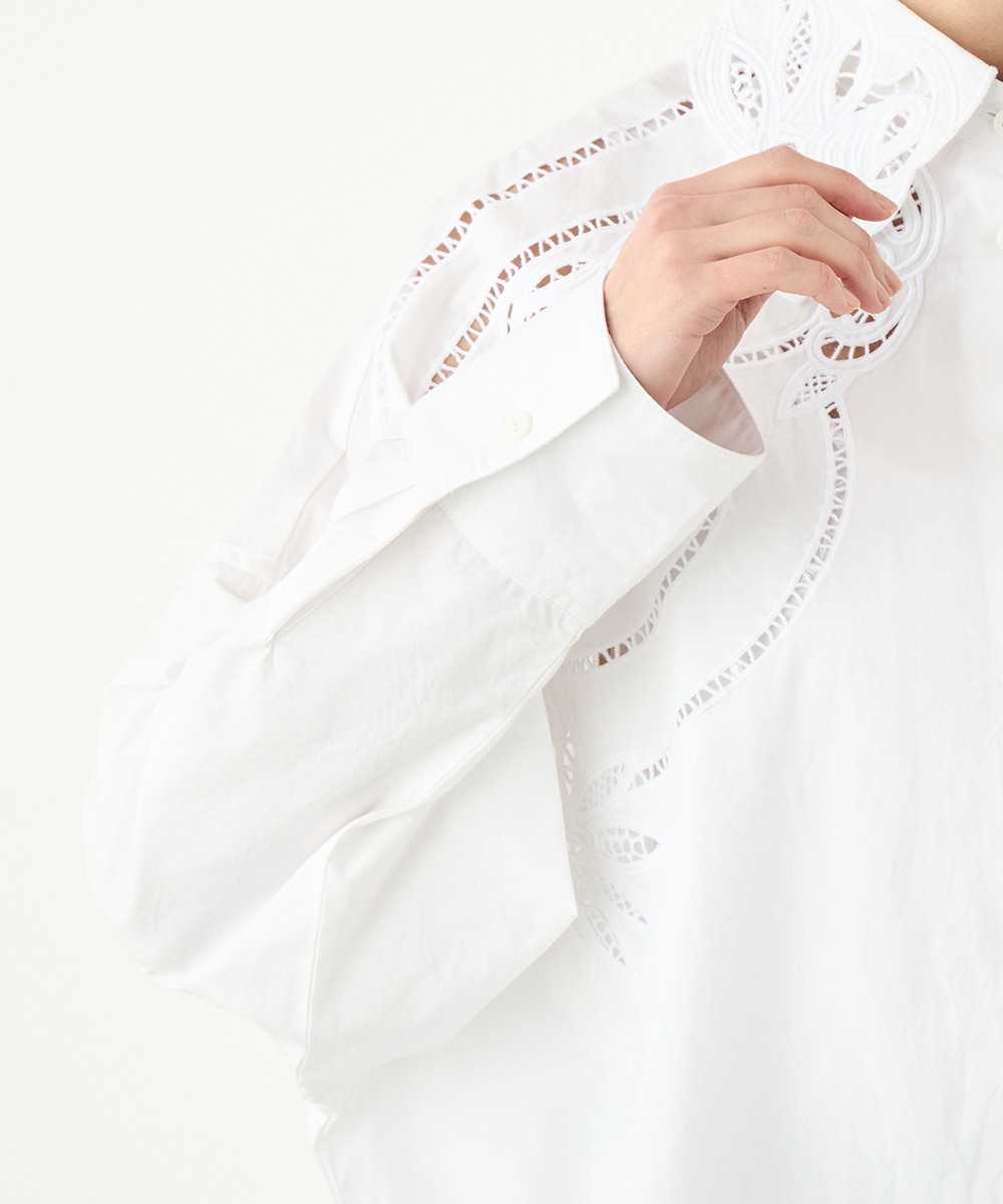 カットワークレースオーバーシャツ