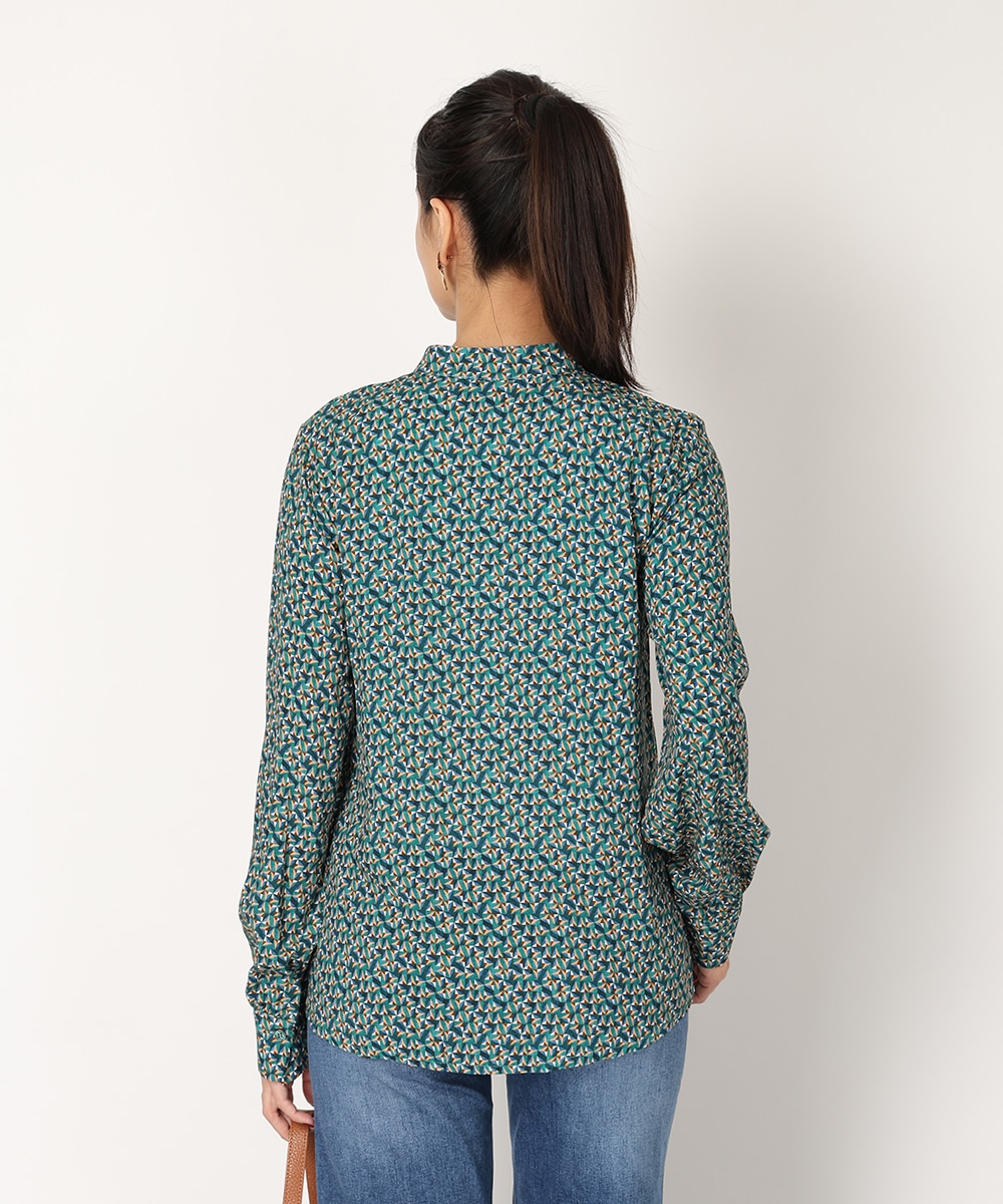 幾何学プリントフレアブラウス