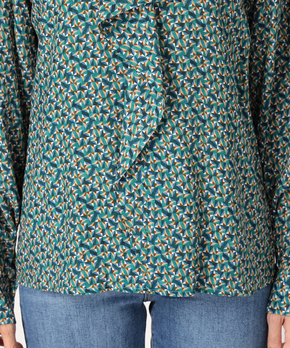 幾何学プリントフレアブラウス