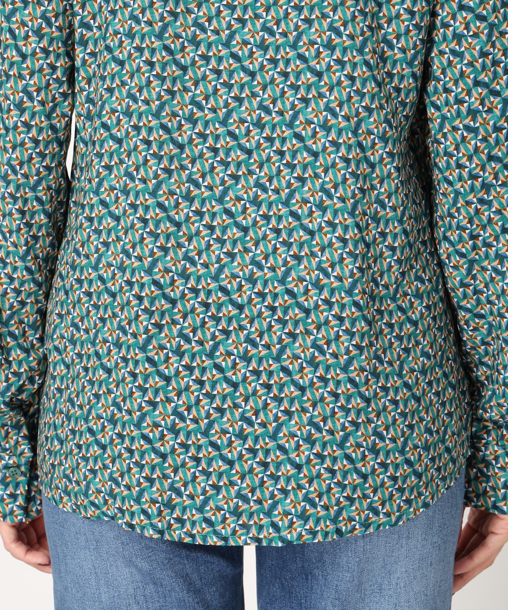 幾何学プリントフレアブラウス