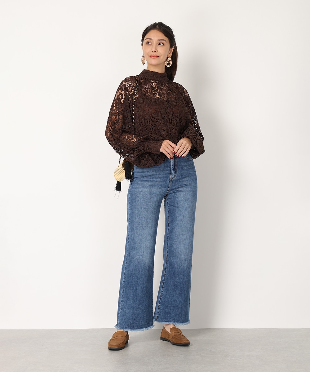 プチハイネックレースブラウス