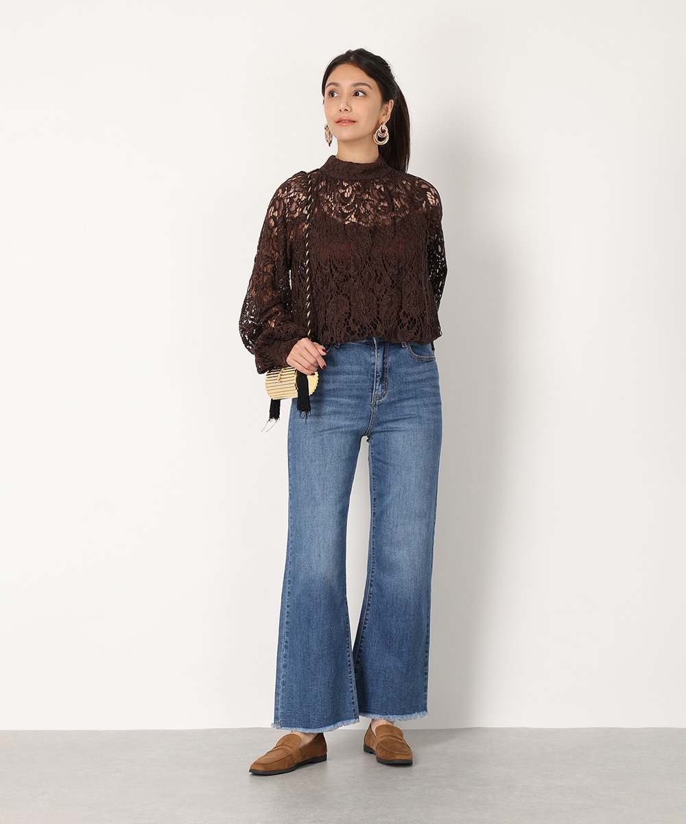 プチハイネックレースブラウス